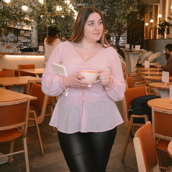 le chateau Tops - Le Chateau Pink Rouched Long Sleeve Top